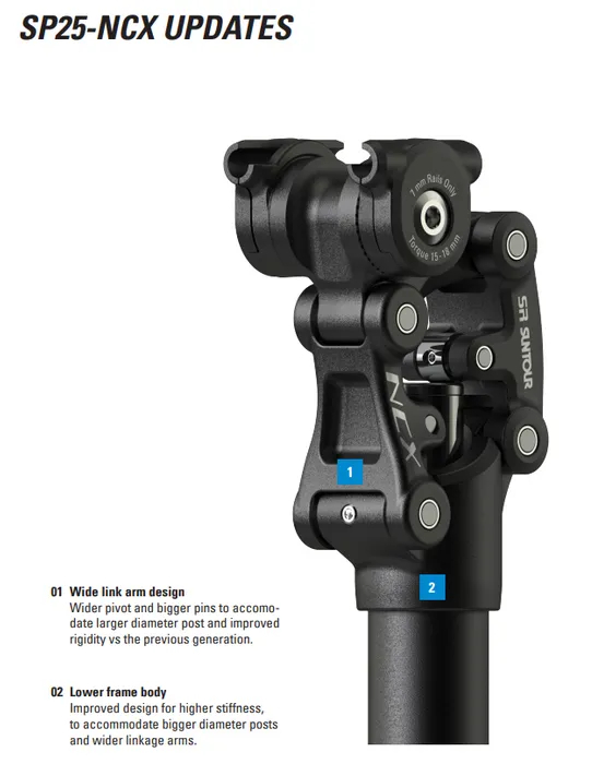 SR Suntour SP25-NCX suspension seatpost 350mm, Ø 30.9 or 31.6mm