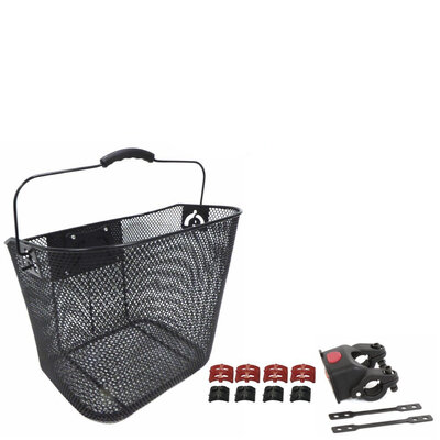 Front Bike Basket -Mesh - Quick Release - Black