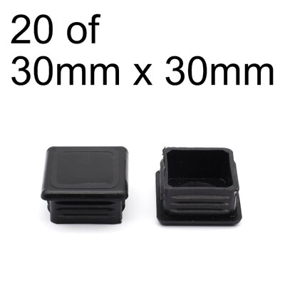 Black Plastic 30mm x 30mm End Caps